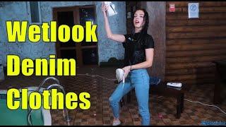 Wetlook bathing in denim clothes | Wetlook Nike sneakers