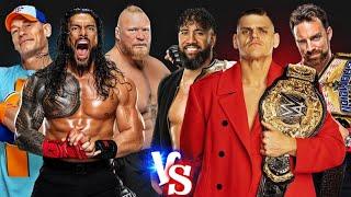 Team Roman Reigns Brock Lesnar John Cena VS Current Champions Ft Gunther Jey Uso LA Knight - WWE2K24