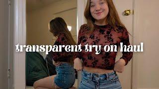 BEST 4K  THREE TRANSPARENT Pretty Crop Top TRY ON Mirror View |Natural Petite TryOn | Sable Heart