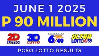 Lotto Result Today 9pm June 1 2025 PCSO