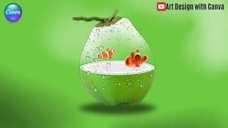 Photo Manipulation Canva Tutorial Half Coconut Transparent Effect