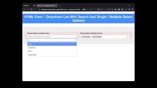 HTML Form - Dropdown List With Search And Single OR Multiple Select Options