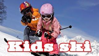 Как научить ребенка кататься на горных лыжах.  Kids learn to ski in Swiss Alps