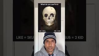 Do you see a skull or two kids?
