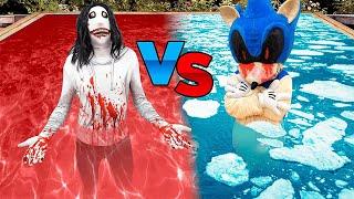 Desafío Piscina CALIENTE JEFF THE KILLER vs FRÍA SONIC.EXE !