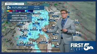 Sun gives way to clouds with mountain snow Thursday