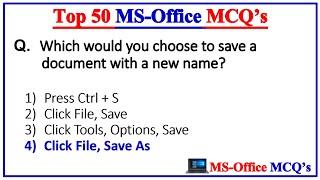 Top 50 MS Office mcq Questions and Answer | Microsoft Office | MS Office