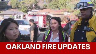 Oakland mayor and fire chief at the scene of Oakland hills fire