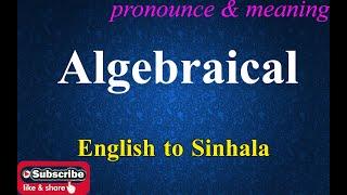 Algebraical - Sinhala Meaning with Pronounce සිංහල තේරුම උච්ඡාරණය සමඟ | Dilfinity Dictionary