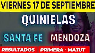 Quinielas Primera y matutina de Santa fé y Mendoza Viernes 17 de Septiembre