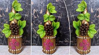 Bottle art with grapes & barrel || bottle art || Bottle Craft