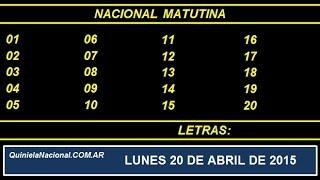 Quiniela Nacional Matutina Lunes 20 de Abril de 2015