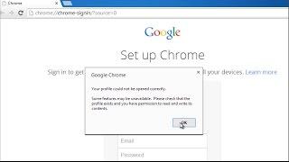 How to fix Google Chrome error "Your profile could not be opend correctly"