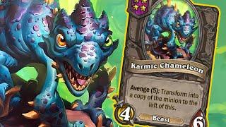 We Found The Most Ridiculously Busted Way To Use Karmic Chameleon | Dogdog Hearthstone Battlegrounds