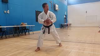 Kagawa Shihan explaining rear knee position in basics