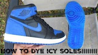 How to dye icy soles on jordan 1 laser royal custom FULL TUTORIAL