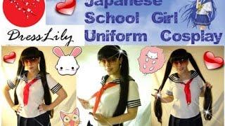 Japanese School Girl Uniform Cosplay DressLily 日本の女子高生の制服コスプレ