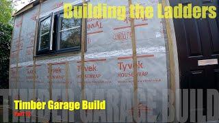 One man DIY Double Timber Garage Build part 12 - building the ladders, and installing the battens.