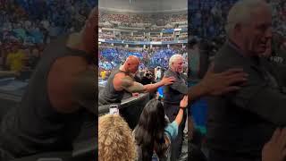 The Rock greets some Make-a-Wish families after laying the SmackDown on Austin Theory