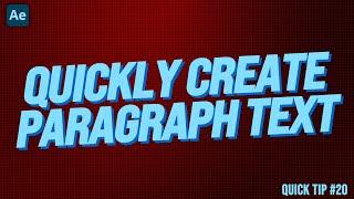 INSTANT Paragraph Text in After Effects | Adobe Tutorial