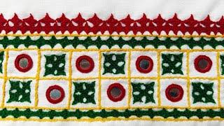 Amazing Hand Embroidery Design | બાવળીયા - સાદી કાંગરી - માથા વાળી કાંગરી - કાચ બાવળીયા - દોરી આર્કો