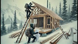 The couple is building their off-grid cabin in Alaska amidst a snowstorm | @northtoalaska2022