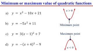 How to Find the Maximum or Minimum Value of Quadratic Functions