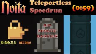 Noita - Teleportless (Seeded) Speedrun - 59s (Former WR)