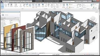 BIM - Revit 3D Tutorial for Beginners 5of10, Adding Curtain Walls  & Glazings