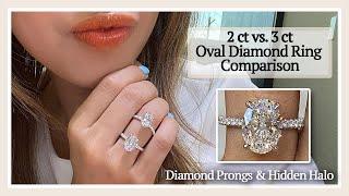 Oval Diamond Size Comparison on Hand | 2ct vs 3ct