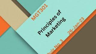 MGT301 Principles of Marketing Quiz No 3