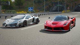 Forza Horizon 4 Drag race: Ferrari LaFerrari vs Lamborghini Veneno