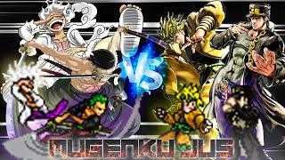 Luffy Gear 5 & Zoro Onigashima vs Jotaro & Dio [One Piece vs JoJo] ANIME MUGEN JUS