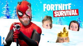 Winter Survival Challenge in FORTNITE (Spider-Man Pt 2)! K-CITY GAMING