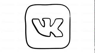 Icon Vk whiteboard animation 4K footage