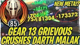 Gear 13 Grievous Obliterates Darth Malak + Revan! 180k+ AoE!  Nerf Incoming?  | SWGoH