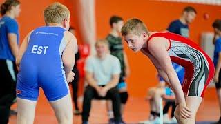 U17 M. Vinokurov (EST) vs M. Grosberg (EST). Greco-roman 48kg youth wrestling Estonia.