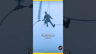 High Voltage Hero, Electrician Safely Arranges Transformer Wires. @Visionpart