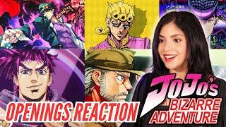 WHAT IS THIS SHOW?! | JoJo's Bizarre Adventure All Openings (1-11) UNCUT Reaction