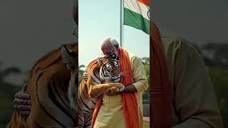 Narendra Modi’s Heartwarming Moment with a Bengal Tiger ️ #ai #india #modi #tiger #love #animals