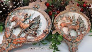 Decoupage Tutorial Christmas Decorations DIY  Holiday Decor  Air Dry Clay ideas 