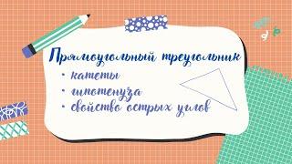 Прямоугольный треугольник: катеты, гипотенуза, свойство острых углов