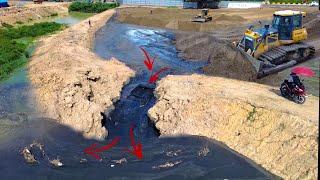 Nearly Complete Moving Dirt Out By Powerful SHANTUI DH17c2 Dozer Fill Deep Mud Pond with Sand