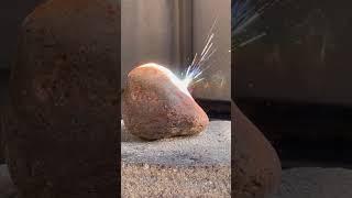 Giant Fresnel lens melts rock️