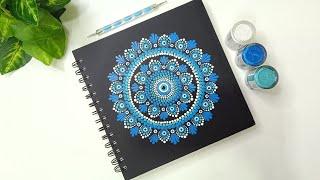 Easy Dot Mandala Painting on Sketchbook Cover | Dot Art | Tutorial for Beginners