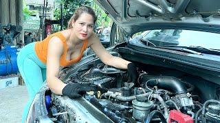 TIMELAPSE: The Genius Girl Repairs and Maintains The Agricultural Machine Engines, Diesel Engine