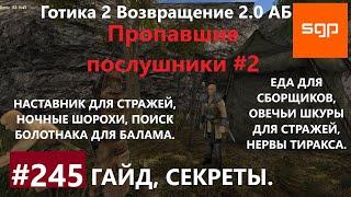 #245 ПРОПАВШИЕ ПОСЛУШНИКИ, НОЧНЫЕ ШОРОХИ, ОВЕЧЬИ ШКУРЫ ДЛЯ СТРАЖЕЙ. Готика 2 возвращение 2.0 АБ.