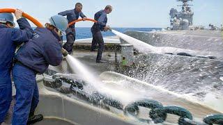 Extreme Job of Cleaning US Navy's Largest Anchor Chains