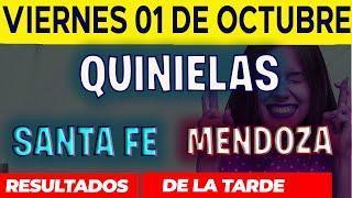 Resultados Quinielas Vespertinas de Santa Fe y Mendoza, Viernes 1 de Octubre