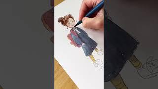 How to paint cute girl with watercolor